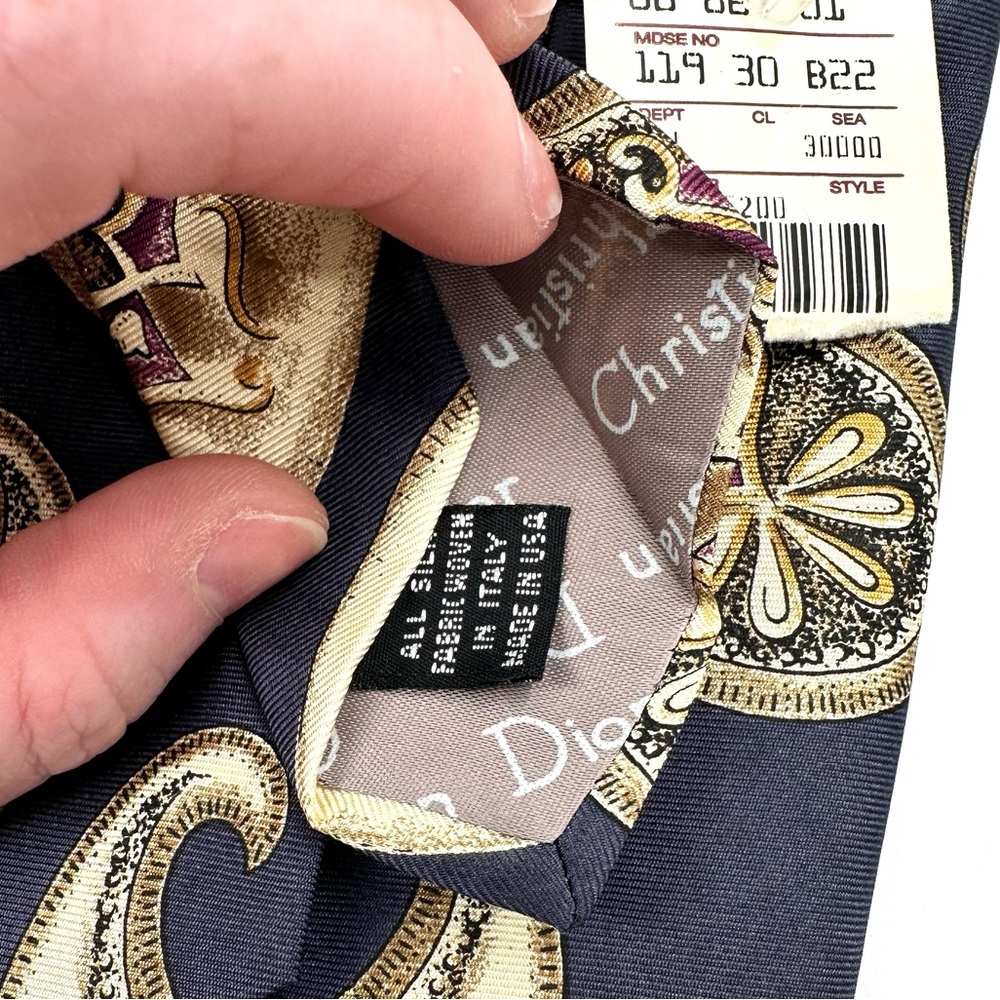 Vintage Dead Stock Christian Dior Designer Silk Tie - Picture 5 of 5